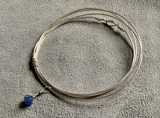 Silver and Copper w Blue Russian Trading Bead Multi Bangle Bracelet