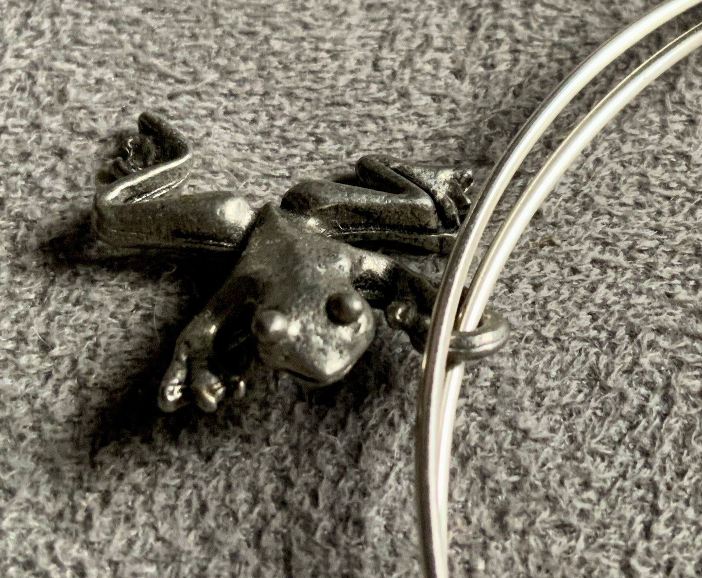 Silver and Copper w Sterling Silver Frog Multi Bangle Bracelet