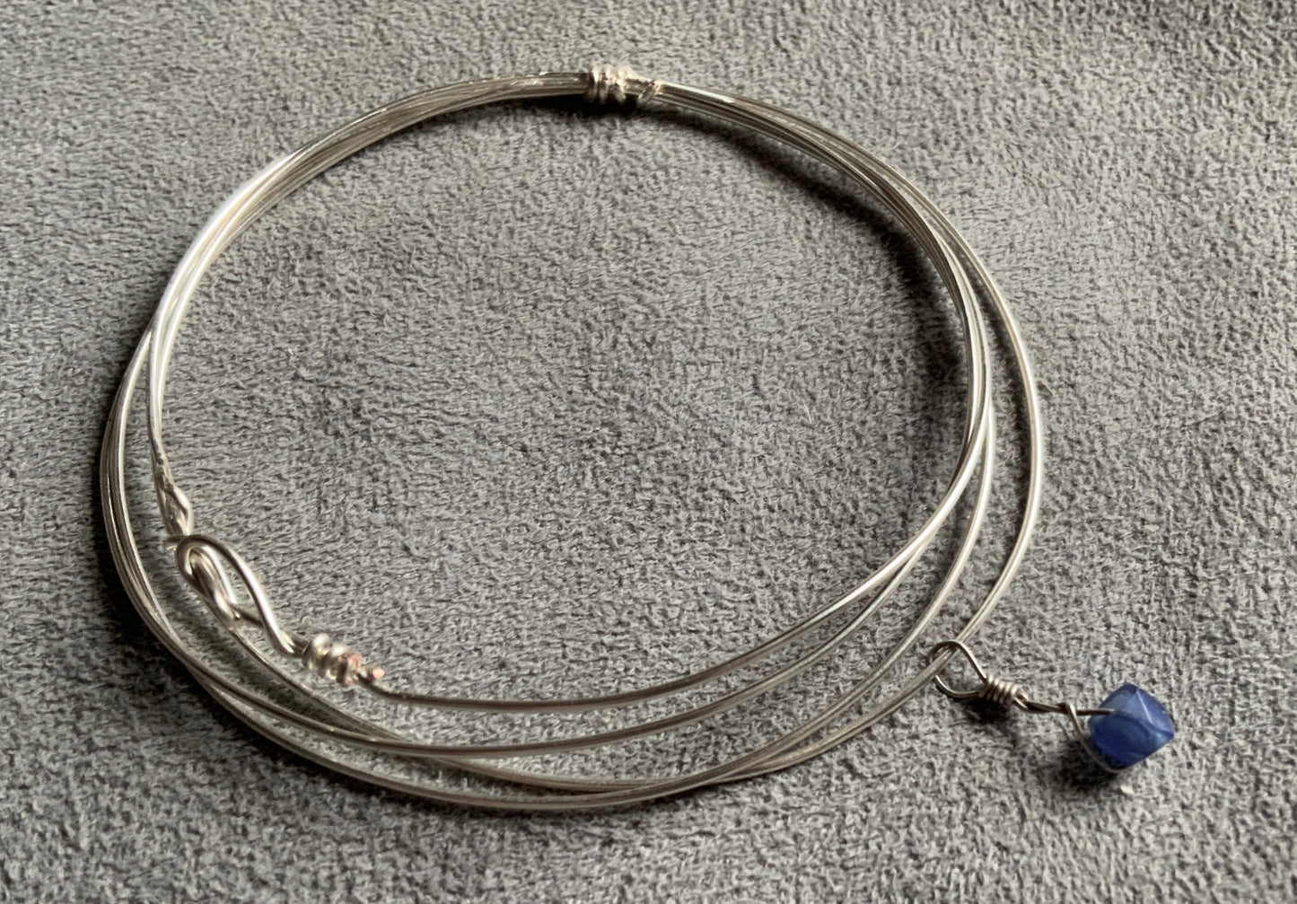 Silver and Copper w Blue Russian Trading Bead Multi Bangle Bracelet