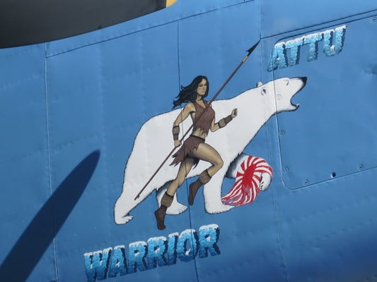 Arctic Warriors Airplane Art Girl and Polar Bear Weather-proof Sticker