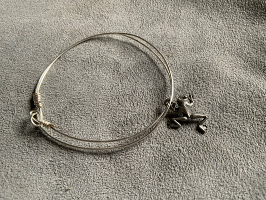 Silver and Copper w Sterling Silver Frog Multi Bangle Bracelet