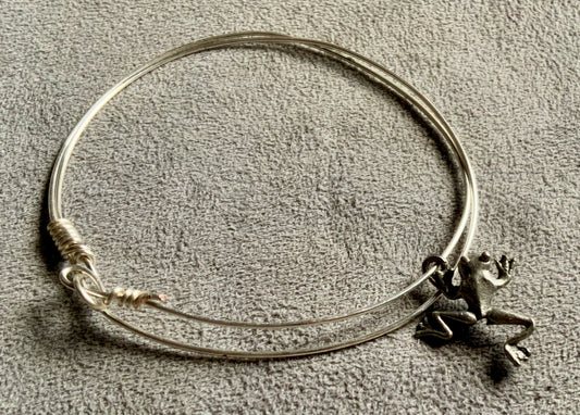 Silver and Copper w Sterling Silver Frog Multi Bangle Bracelet