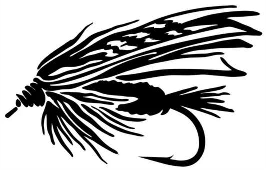 Fishing Fly Weather-proof Vinyl Black Decal Sticker