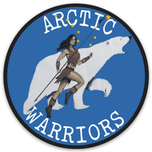 Arctic Warriors Airplane Art Girl and Polar Bear Weather-proof Sticker